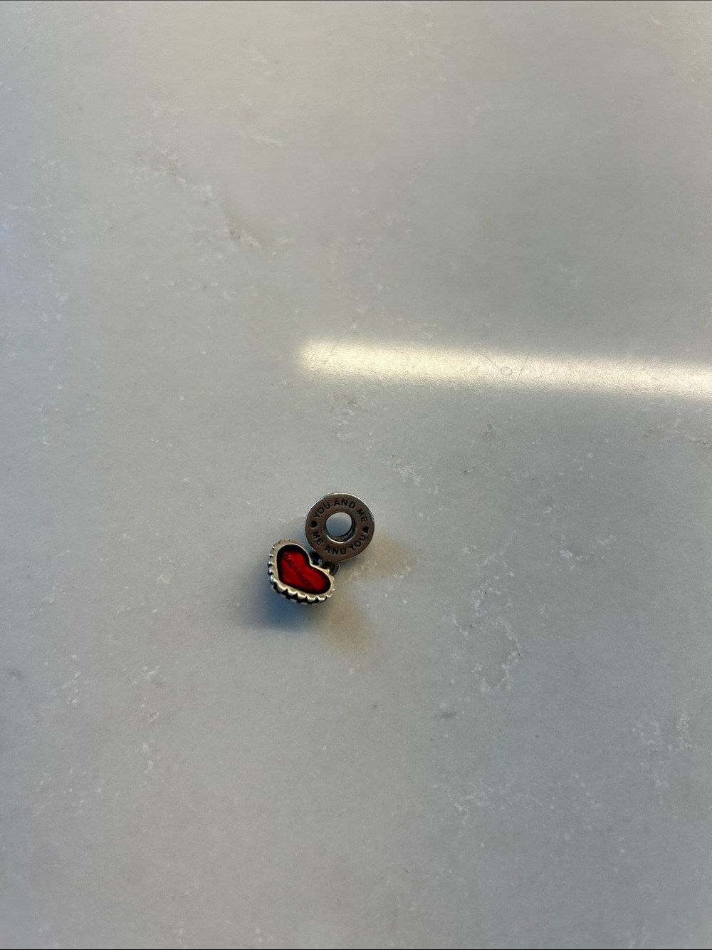 Pandora Red Heart Enamel Charm with Sterling Accent